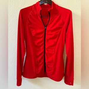 VSX KNOCKOUT JACKET in Lipstick Red Ruched Workout Active Sport Thumbholes SZ L